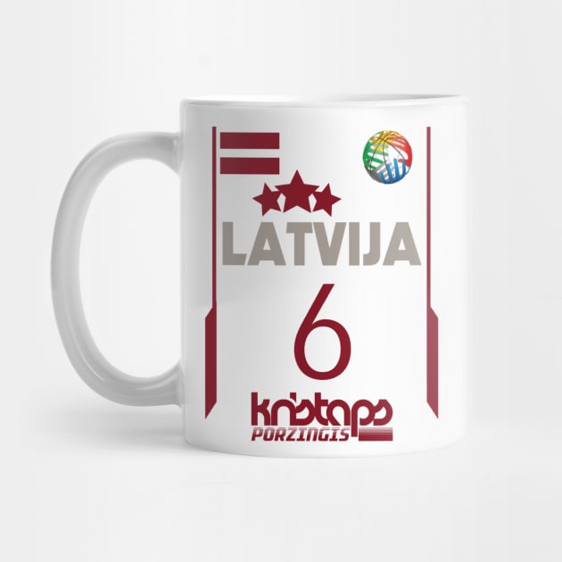 Kristaps Porzingis Retro Latvia Euro Style Basketball Design by darklordpug